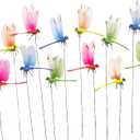 5 x 12 Pieces Dragonfly Garden Decor 3D Dragonfly Garden Stakes 4Colors Ideal for Garden Decorations and House Warmings CHOUYUHE