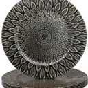 Black Charger Plates, 13 Inch Set of 6 Plastic Peacock Chargers for Dinner Plates,Table Settings, Easter, Thanksgiving, Christmas Party, Family Gathering.