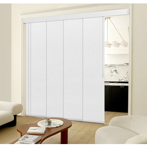 Adjustable Panel Track Blinds Blackout Vertical Blinds with Valance, Sliding Glass Door Blinds, Room Dividers, Retractable Track from 74" to 133" W, Trimmable Panel Up to 102" H (Linen Beige)