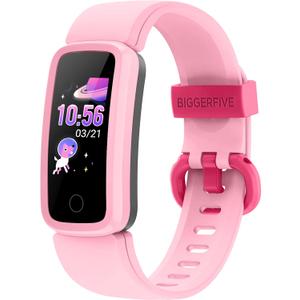 BIGGERFIVE Vigor Kids Fitness Tracker for Girls & Boys Ages 5-15, Kids Watch with IP68 Waterproof, Pedometer, Activity Tracker with Heart Rate & Sleep Monitor, Calorie & Step Counter Watch (Pink)