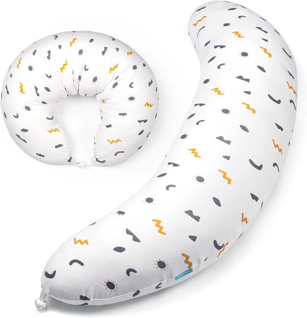 Firm C Shaped Pregnancy Pillows for Sleeping, Belly Hip Leg Knee Support Side Sleeper Body Pillow, Cuddle Snuggle Maternity Pillow, Zipper Cooling Jersey Cotton Pillowcase, Gifts for Mom