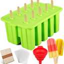 Silicone Popsicles Molds, Food Grade Popsicle Molds for Kids, Homemade Popsicle Mold, BPA Free Ice Cream Mold, lce Pop Molds Maker-with Popsicle Sticks, Popsicle Bags, Funnel (Light Green)