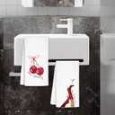 Cherry Kitchen Hand Towels Set of 2 16x24 Inch, Cherry Towels for Bathroom Decor, Gift for Preppy Towel, Trendy High Heel Boots Cocktail Kitchen Bar Dish Towels Decorative