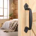 Rustic Barn Door Handle, 8" Heavy Duty Large Design Barn Pull Handle, for DIY Sliding Barn Door, Gate, Shed, Garage | Round Solid Metal Material, Matte Black Finish