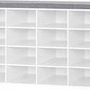 DINZI LVJ Shoe Storage Bench with Cushion, 16-Cubby Shoe Rack, Adjustable Shelves, Multifunctional Shoe Organizer Bench for Entryway, Mudroom, Hallway, Living Room, Bedroom and Garage, White