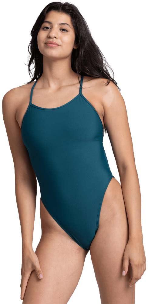 JOLYN Alyssa Fixed Back Women's Athletic One Piece Swimsuit for Competitive Swimming, Lifeguarding, Diving, Medium Coverage (32, Peacock)