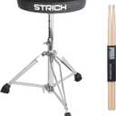 STRICH Drum Stool Set, Padded Seat Height Adjustable Drum Throne with 5A Drumsticks for Adults Beginner Drummers, SDB-10 Standard