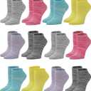 Gelante 12-Pair Women's Ankle Socks, Colorful Comfortable Lightweight Breathable Athletic