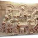 Pacimo Canvas Wall Art Prints Jesus 12 Apostles Wall Decor The Last Supper Sculpture Style Picture Painting Modern Artwork for Living Room Bedroom Office Home Decor Framed Ready to Hang 12"x18"