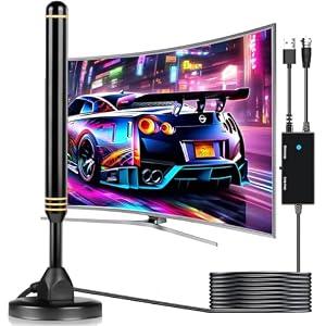 TV Antenna Indoor Antenna for Smart TV for Long Range Reception and All Smart TVs HD Digital Antenna with Amplifier Signal Booster for Local Channels Supports 4K 1080p-(Blue)