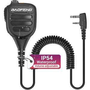 BAOFENG Microphone Handheld Heavy Speaker BF-850 Ham Radio Mic IP54 Waterproof Volume Adjustable Speaker Mic for UV-5R BF-F8HP PRO AR-5RM UV-21R for Kenwood Retevis Walkie Talkies (Black