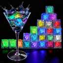 Light Up Ice Cubes, 32 Pack Multi Color Led Ice Cubes for Drinks IP67 Waterproof Reusable Glowing Flashing Changing Lights Water Activated Drink Lights for Cocktails Christmas Party Bar Wedding