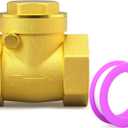 GASHER 1PC Swing Brass Check Valve DN80 3" Female Thread, Backflow Prevention, One Way Check Valves for Sump Pump and Air Compressor, Gas Air Fuel Oil Water