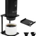 Pour Over Coffee Maker Stand,Foldable Portable Electric Espresso Machine Stand for outin,Holder for Coffee Grinder,Universal Dripper,V60 Dripper,Travel Coffee Maker, Press Square&Black