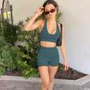 FULLSOFT High Waisted Biker Shorts for Women-5" Tummy Control Fitness Athletic Workout Running Yoga Gym Soft Front Seam Under Dress Shorts Underwear Clothes Essentials (Dark Green,Large-X-Large)