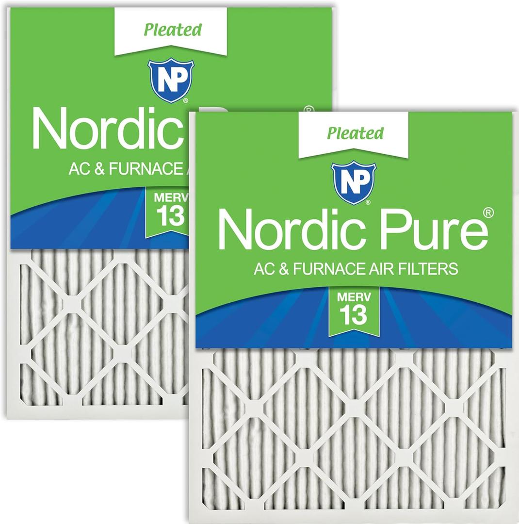 Nordic Pure 16x20x1 (Actual Size: 15 1/2 x 19 1/2 x 3/4) Pleated MERV 13 Air Filters 2 Pack