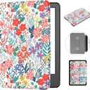MonsDirect Compatible with Kindle Paperwhite 5th/6th/7th Generation Case 6" (Fits All 2012, 2013, 2015, 2016 Versions), Hand Strap Smart Auto Sleep/Wake&Magnetic Closure for Kindle Paperwhite, Floral