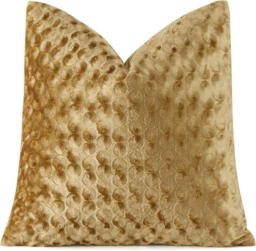 GIGIZAZA 20x20 Pillow Covers Set of 2, Gold Velvet Polka Dot Sofa Accent Throw Pillows Covers for Living Room Modern Cushion Pillows Covers (20" x 20" (Pack of 2))