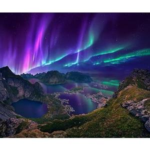 Playjig's Northern Lights Puzzle - 1000 Piece Jigsaw Puzzles Featuring The Rare Full View of The Aurora Borealis Puzzle Over Norway at Night. A 1000 Piece Challenging Puzzles for Adults