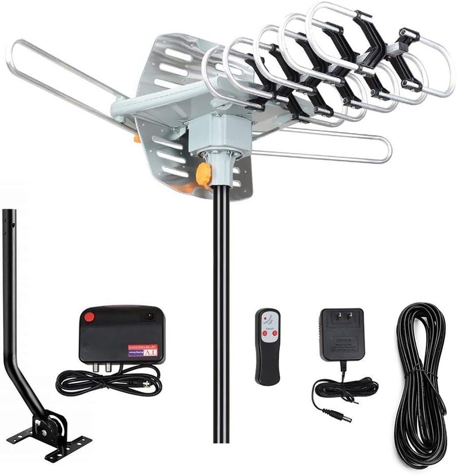 BEFORE TV Antenna, Digital Outdoor Amplification High-Definition TV Antenna with a Range of 150 Miles, Remote Support for 4K 1080p Firestick 2 TV, with Mounting Pole, Grey