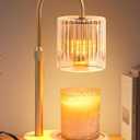 Candle Warmer Lamp with Timer: Modern Style Adjustable Height Candle Warmer Lamp Home Decor Safe Flame Free for Wax Blocks and Jar Candles (Amber)