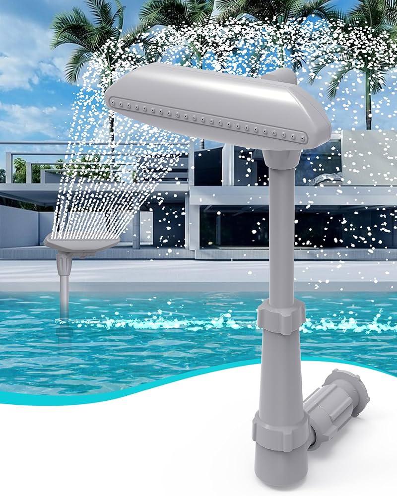 Pool Fountain Waterfall for Above Ground/Inground Pools, Auto-Swing Wide Spray Sprinkler Fountain, Adjustable Height 16-23", Swimming Pool Accessories for Relaxation & Water Cooling, Pool/Spa Decor