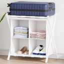 aboxoo Luggage Rack with storage, Guest Room Folding Suitcase Stands, Holds up to 120 lb, Space Saving Suitcase Holders for guest room, Bedroom Hotel, White