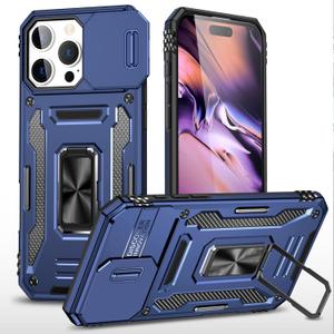 Fetrim Case for iPhone 16 Pro Max -(Blue)| Sliding Camera Cover, with Rotation Round Stand