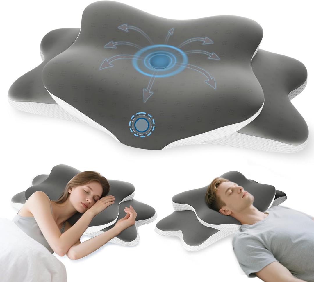 Cervical Neck Pillow for Neck and Shoulder Pain Relief, Memory Foam Pillow, Ergonomic Contour Side Sleeper Pillows, Soft Cooling Orthopedic Pillow for Side Back Stomach Sleepers (Grey)
