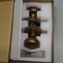 Antique Brass Bronze Door Knob Privacy Door Knobs Interior with Push-Button Vintage Door Knob with Lock for Bedroom and Bathroom, 1 Pack