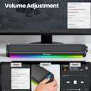 Tylubio Computer Speakers for Desktop, HiFi Stereo PC Soundbar with Dynamic RGB Lighting, USB & Type-C Plug&Play, Volume Control Knob, Wired Speakers for Gaming, Laptop, Monitor, Office