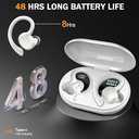 Rulefiss Q38 True Wireless Earbuds Wireless Earbud Sport, Bluetooth 5.3 Headphone Bass Hi-Fi Stereo Over Ear Buds, 48Hrs Noise Cancelling Headset with Earhook, IP7 Waterproof in-Ear Earphone Workout Running for Laptop Pad Android iOS, White