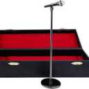 Miniature Microphone with Case Mini Musical Instrument Microphone Replica Model Fit for 1:6 Action Figures Dollhouse Accessories Home Decoration Ornament (Black, (Adjustable) 7.87"-11.41")