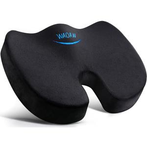 WAOAW Seat Cushion, Office Chair Cushions Butt Pillow for Car Long Sitting, Memory Foam Chair Pad for Back, Coccyx, Tailbone Pain Relief, Stocking Stuffers Gifts for Men Women (Black)