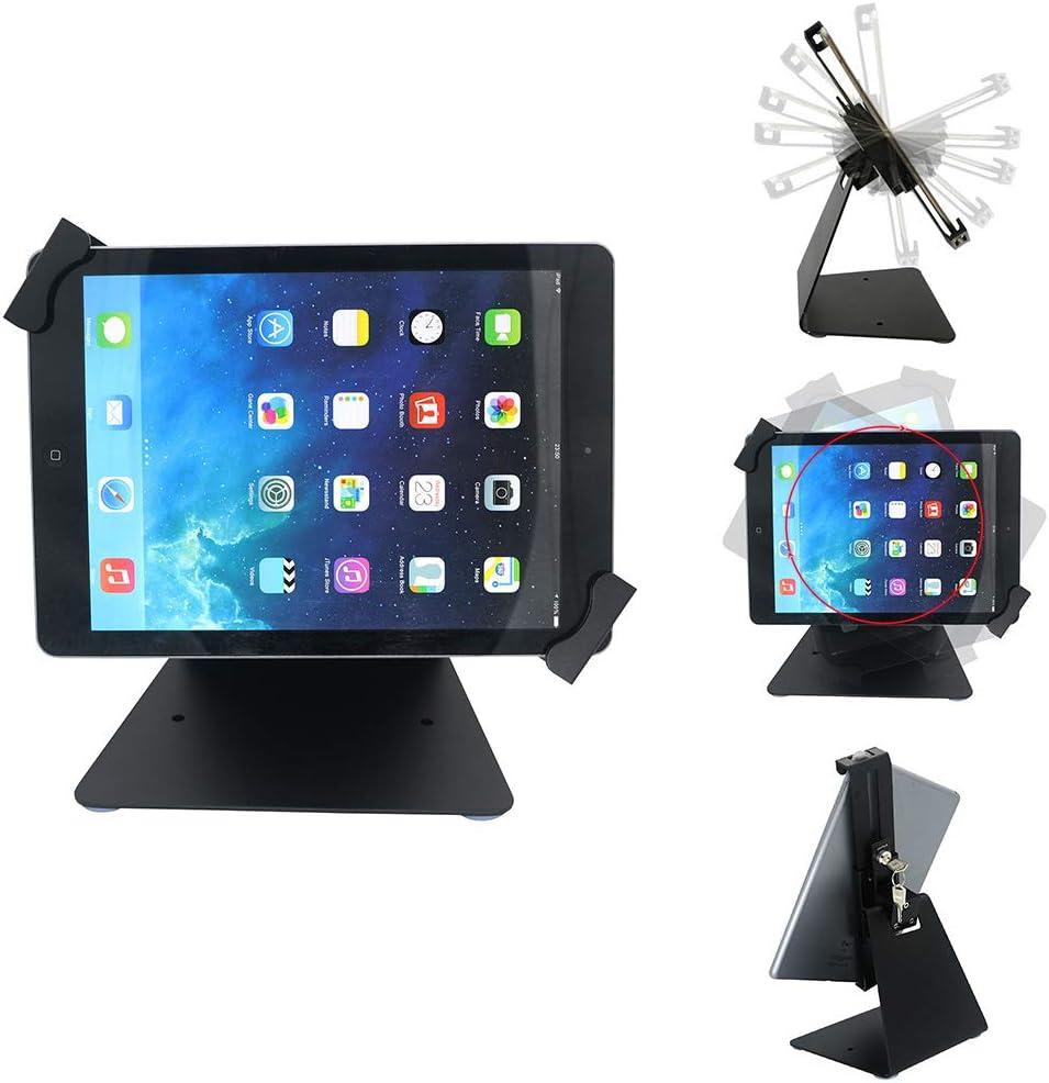 Desktop Anti-Theft Security Kiosk POS Stand Holder Enclosure with Lock & Key, Compatible with iPad air, iPad mini, Galaxy Tab, Note 10.1, 7-10 inch Tablets, Flip & Rotate Design, Black
