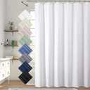 Aiyufeng Extra Long White Shower Curtain 96 Inch Long, Embossed Texture Fabric Bathroom Shower Curtain, Large Hotel Bath Curtain with 12 Holes, 72x96, White