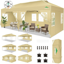 COBIZI 10x20 Pop Up Canopy Tent with 6 Removable Sidewalls, One Push Party Tent Outdoor Waterproof Event Canopy with Air Vent for Parties Commercial Wedding, 3 Height, Carry Bag, Sandbag, Black