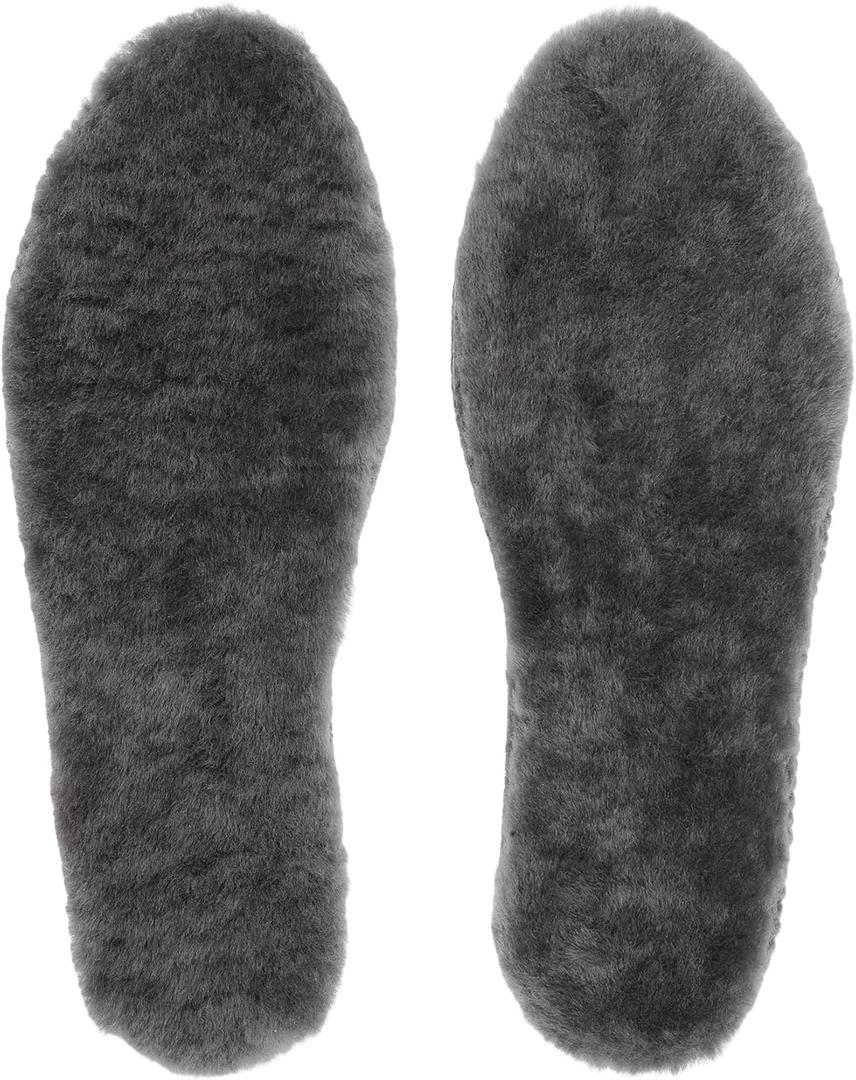 riemot Womens Sheepskin Wool Insoles, 100% Australian Wool Fleece Upper, 15mm Thick Warm Winter Boot Inserts, Cozy Replacement Insoles for Snow Boots, Slippers & Roomy Shoes Grey EU40/US9 (Gray)