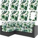 hyha 8Pcs Patio Cushion Covers, Stretch Outdoor Couch Cushion Covers, Washable Outdoor Chair/Sofa Slipcovers for Patio Furniture Cushions Protector with Elastic Bottom(Monstera Deliciosa,Cover Only)