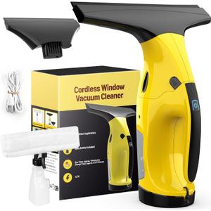 Kiato WC09 Window Vacuum Squeegee Cordless, Rechargeable Window Vacuum Cleaner with 2 X Squeegee (11+ 6.7), Electric Window Vac for Windows, Tiles, Mirrors, Showers, Glass, 2200mA