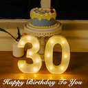 Led Light Up Numbers, 30th Birthday Decorations, Marquee Numbers Lights, Battery Powered Light Up Sign for 30 Decor Party (White)
