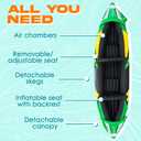 Inflatable Kayak 2 Person with Detachable Sun Canopy Heavy-Duty Tandem Kayak for Adults Reinforced Paddles, Waterproof Phone Bags, Adjustable Seats, Extra Seat for Dog or Child