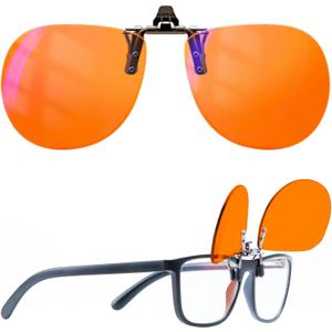 Goiteia Orange Blue Light Blocking Glasses Clip on for Migraine-Gaming Glasses for Eyes Strain/Light Sensitive-Help to Sleep