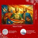Three Kings Day Banner 71 x 43 Inches Da de Reyes Magos Puerto Rico Flag Wall Hanging, Epiphany Christian Religious Nativity Decor for Home Church Party Three Kings Day Backdrop (Red, White, Blue)