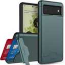 Wallet Case for Google Pixel 6, Dual Layer Case with Card Slot Holder and Kickstand for Google Pixel 6 - Dark Green