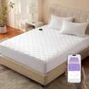 Bwarm WiFi Heated Mattress Pad Queen Size, Bed Warmer with 9 Heat Settings, 1-12 Hours Auto Off Deep Pocket, Machine Washable, Diamond Quilted White Queen 60" x 80"