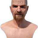 Old Man Mask Realistic Wrinkle Latex Bald Man Mask Halloween Full Head Costume Props for Cosplay Party (Brown-01)