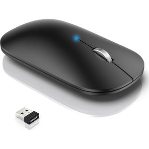 TECKNET Bluetooth Wireless Mouse BT5.0/3.0 & 2.4GHz Rechargeable Computer Mouse, Silent Mice,4000DPI Portable USB Mice for Laptop, MacBook Pro/Air,iPad(Black)