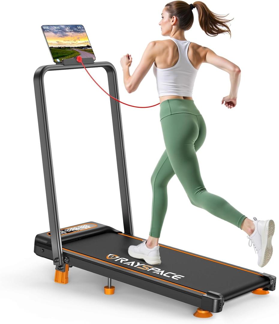 Treadmill Walking Pad with 12% Incline/Handle Bar/2 LED Display, 3.5HP Portable Treadmills for Home Small, Foldable Walking Pad Treadmill 350+lb Capacity, Smart App, 4 Adjustable Incline, RGB Light