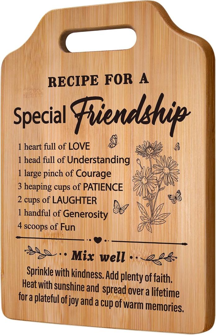 Friendship Gifts for Women, Birthday Gifts for Women Friendship, Unique Best Friends Cutting Board, Best Friend Christmas Mothers Day for Woman, Bestie, BFF, 12.2"L x 8.7"W